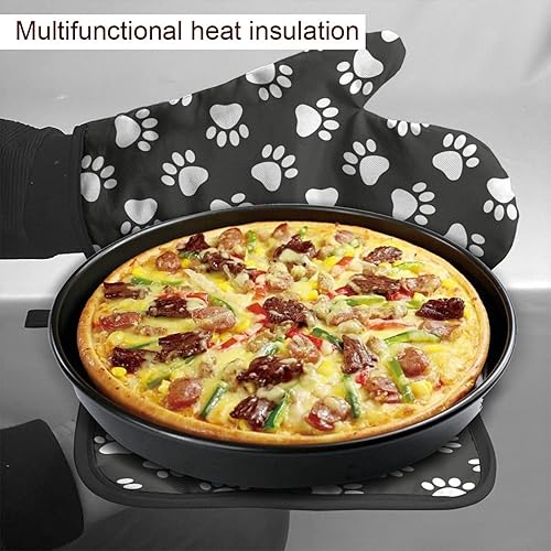 Miniatura 4 de Perinsto Juego de guantes de horno y soportes para ollas con degradado multicolor, resistentes al calor, arco iris, purpurina, guantes de cocina