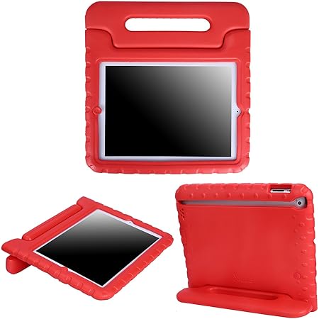 Amazon Com Hde Ipad 2 3 4 Case For Kids Shock Proof Bumper Heavy Duty Protective Cover Handle Stand For Apple Ipad 2nd 3rd 4th Generation Tablet Red Electronics