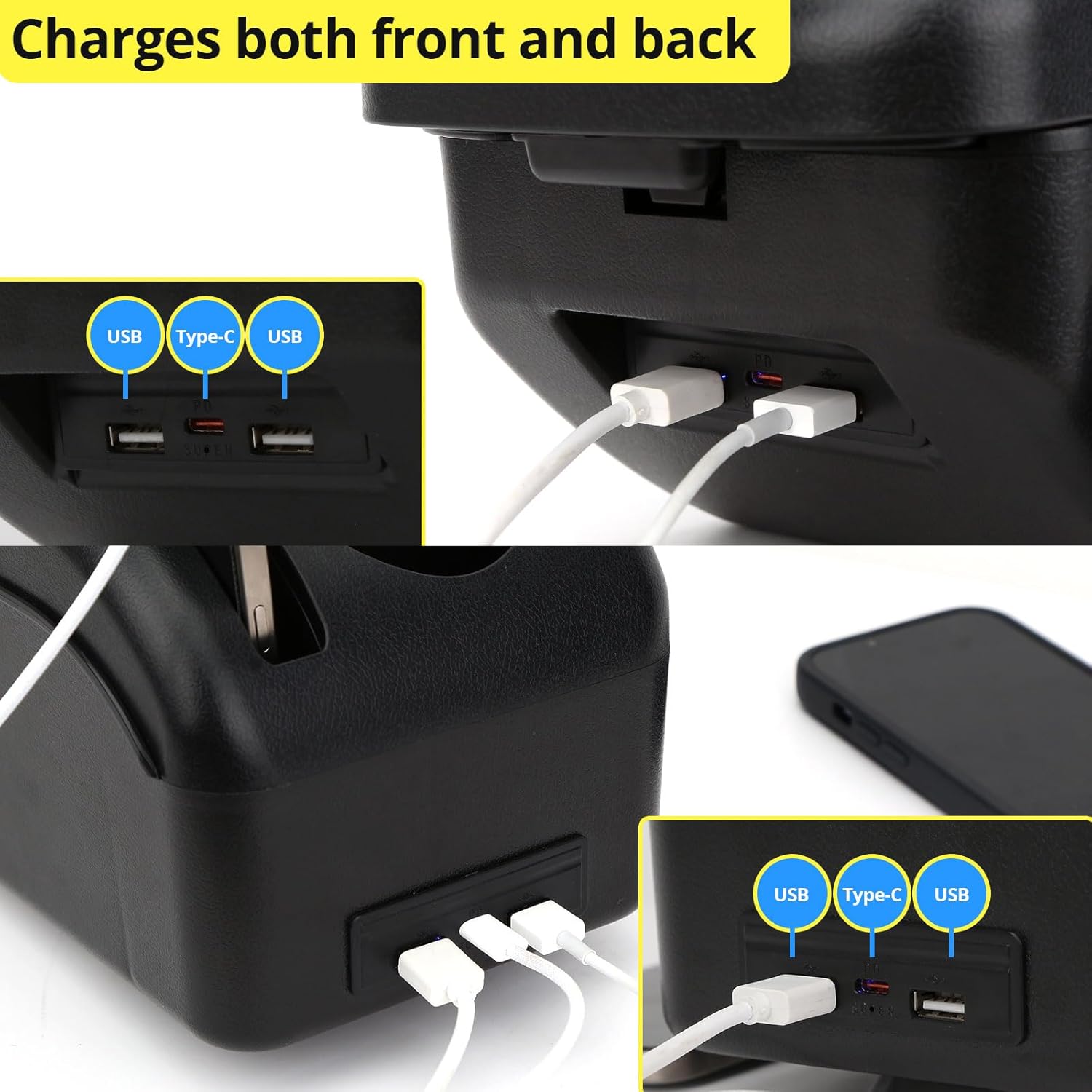 AULPHIKE Compatible with Suzuki Jimny Armrest JB64W JB74W 2018-2024 Car Center Console Organizer Armrests Double Layer Storage with USB Ports（Carbon Fiber Style）