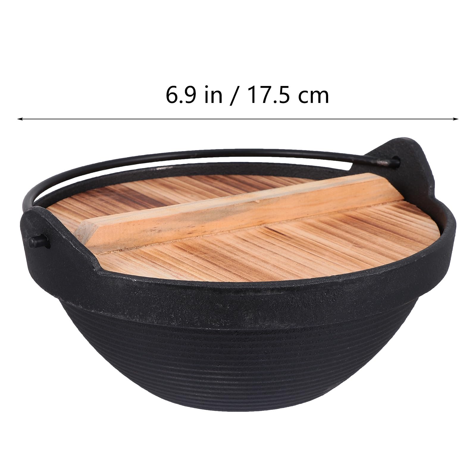 Tofficu Gusseiserner Outdoor Kochtopf 1 Satz Leichter Tragbarer Camping Hot Pot aus Gusseisen mit Holzgriff für Camping und Familienfeiern