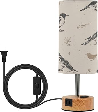 Bird Vintage Dimmable Bedside Touch Lamps with Charging Ports for Living Room Bedroom Nightstand Office Desk, Light Bulb Included