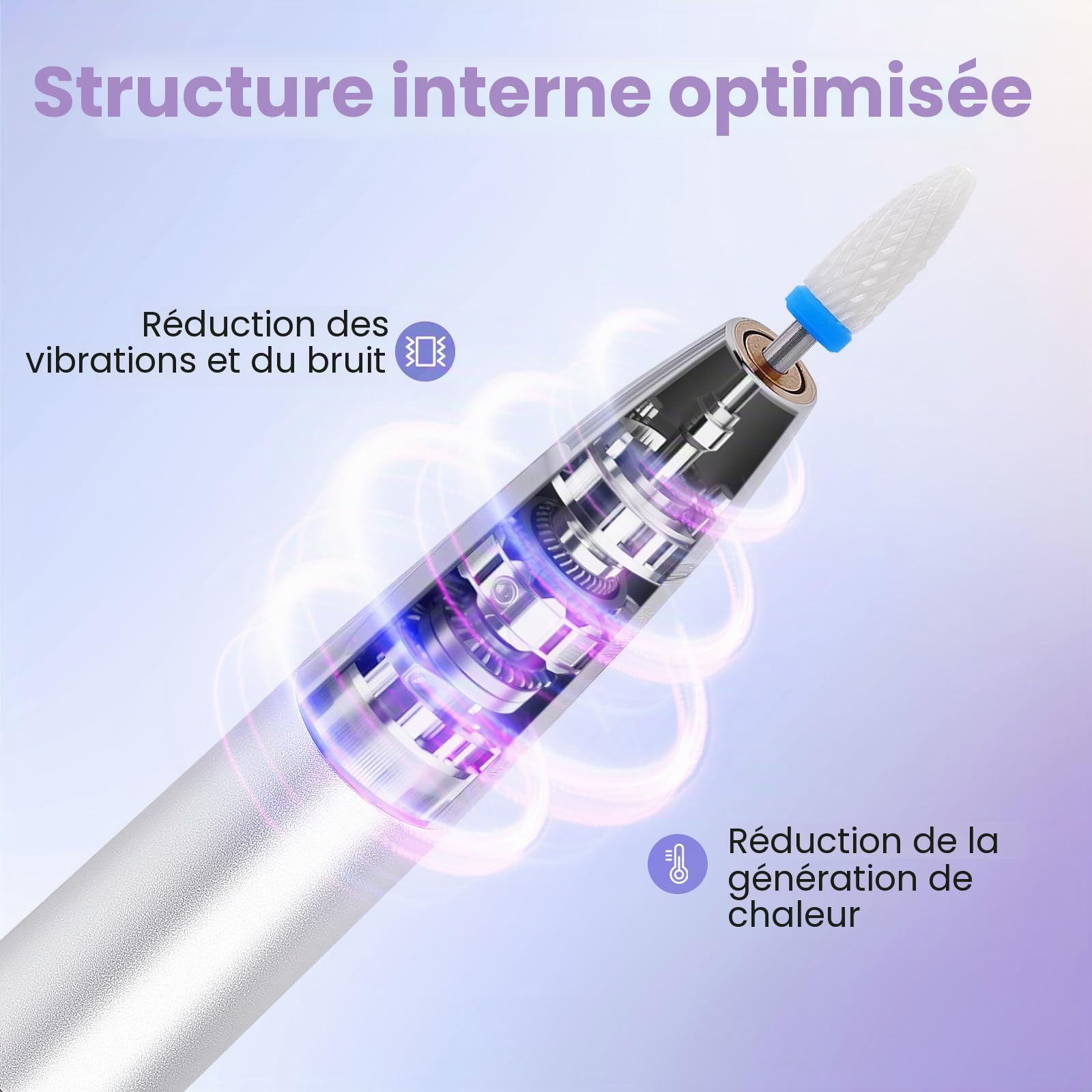 Xoali Ponceuse pour Ongles Professionnel 35000 tr/min,13 en 1 Lime a Ongle Electrique Sans Fil avec écran LCD,Kit de Manucure Pédicure Vitesse Réglable (Silver)