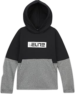 Boy's Therma Elite Pullover Hoodie (Little Kids/Big Kids), Small, Black/Carbon Heather/White