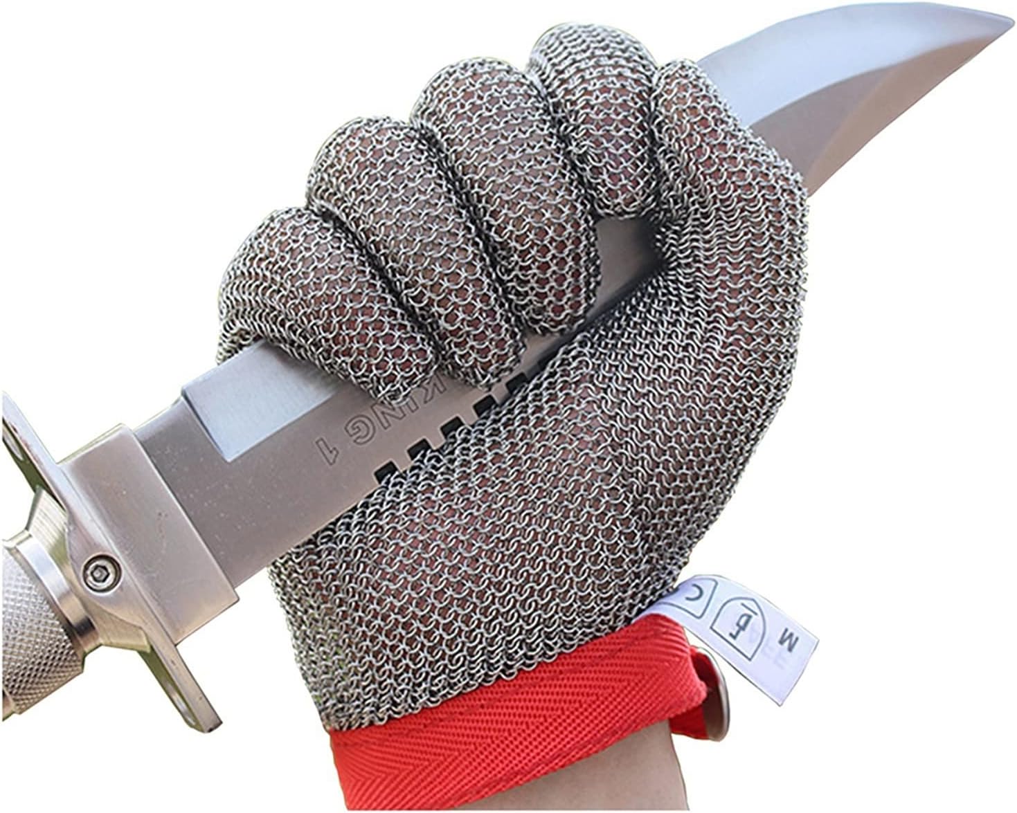 Cut Resistant Gloves Metal Gloves for Kitchen, Safety Protective Work Gloves, 304 Stainless Steel Anti-Cutting Anti-stab Gloves, 6 Sizes (Size : M)