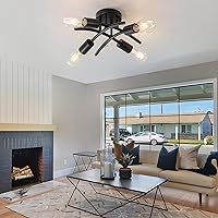 Vista 5 de WILON Lámpara de techo semiempotrada, moderna lámpara de techo empotrada, lámpara Sputnik de 4 luces color negro mate con base de bombilla E26