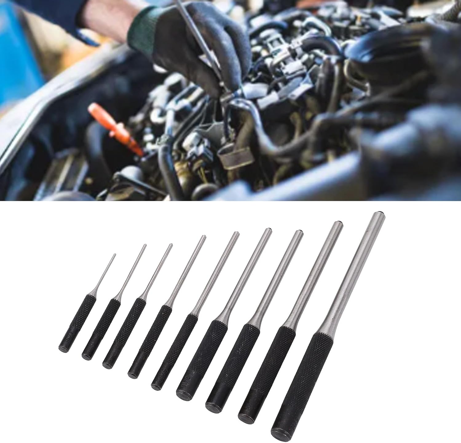 Garosa 9Pcs Roll Pin Punch Set 1/16 to 5/16 Inch High Speed Steel Removal Tool Kit with Storage Bag for Automotive Watch Jewelry Craft Repair