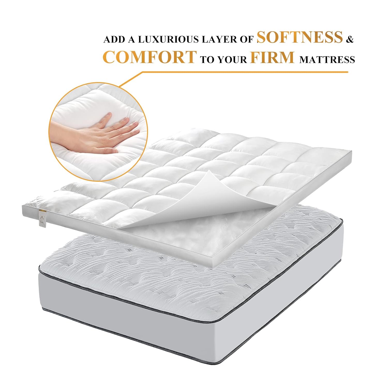 Extra Thick Twin Mattress Topper, Cooling Pillow Top - Image 3
