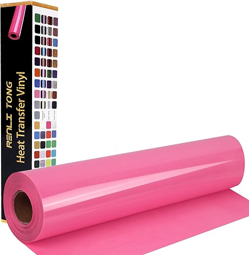 RENLITONG Vinilo rosa para planchar HTV de 12 pulgadas por 15 pies, vinilo de transferencia de calor para rollos de camisetas HTV para todas las