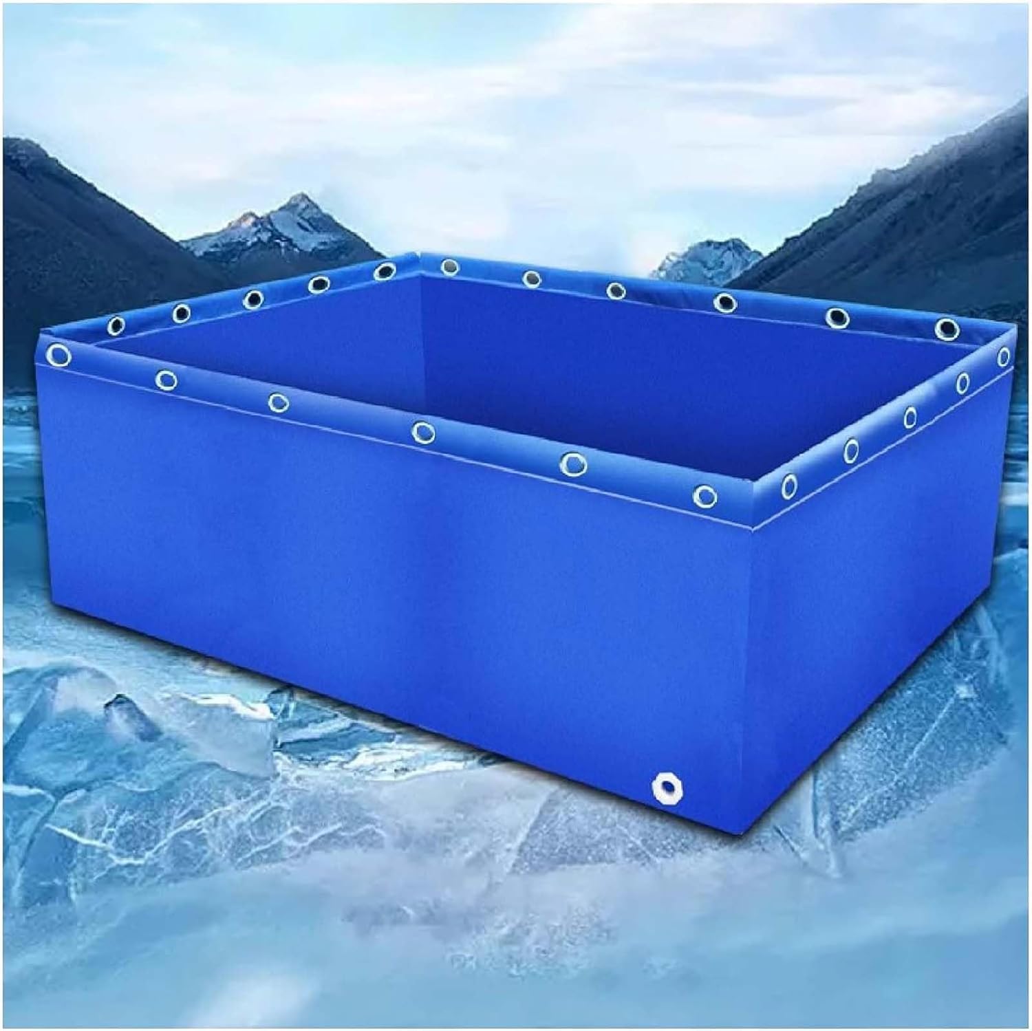 Aquaculture Water Tank Cistern Steel Frame Multifunction PVC Canvas,Folding PVC Fish Pond with Drain Valve - Multifunctional Aquarium & Garden Water Supply, Ideal for Pools, Ponds, and Emerg