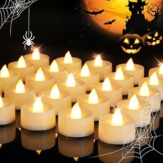 Homemory Battery Tea Lights Bulk, 100-Pack LED Tea Lights, Flickering Tea Lights, Long Lasting Battery Life, Warm White, D1.4'' X H1.25''