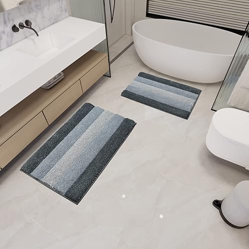 Miniatura 7 de WAMRLY - Alfombras de baño de poliéster extrasuave, absorbentes de agua, alfombras peludas de felpa antideslizantes, lavables a máquina, para baño