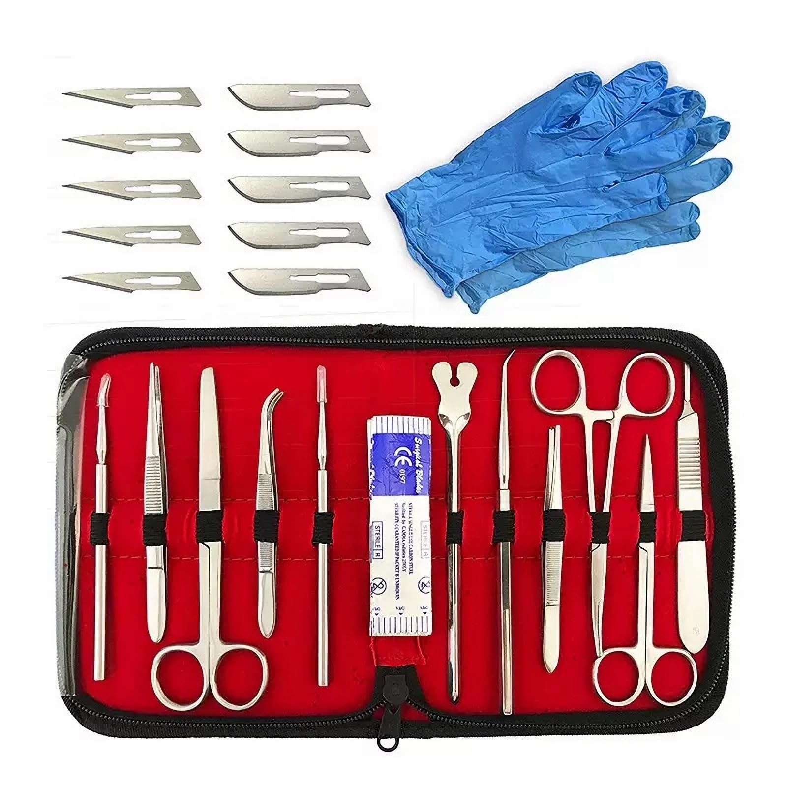 Ensemble de 22 Instruments de Dissection, adapté aux laboratoires de biologie, aux laboratoires vétérinaires, à l'anatomie, à la botanique et aux étudiants en médecine.