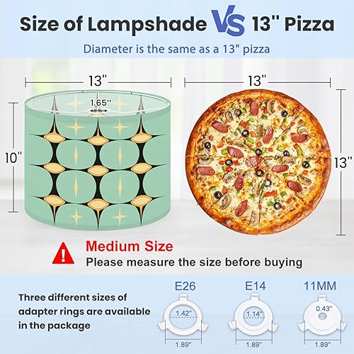 Miniatura 3 de Linen Drum Lamp Shades Set of 2 Easy Assembly 13 W x 10 H Mid Century Vintage 1950s Modern Retro Geometric Lattice Replacement Lamp Shades for Table