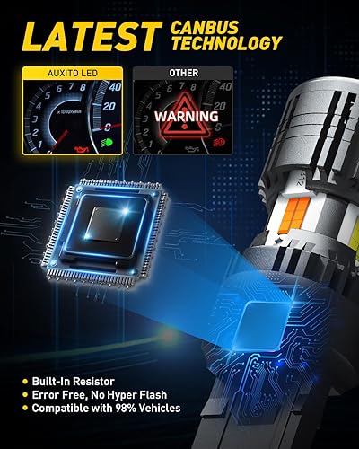 Miniatura 37 de AUXITO CANBUS 7440 Bombillas LED amarillo ámbar 4000 lúmenes para luces intermitentes con resistencia incorporada, antihiperflash 7440NA T20 7441