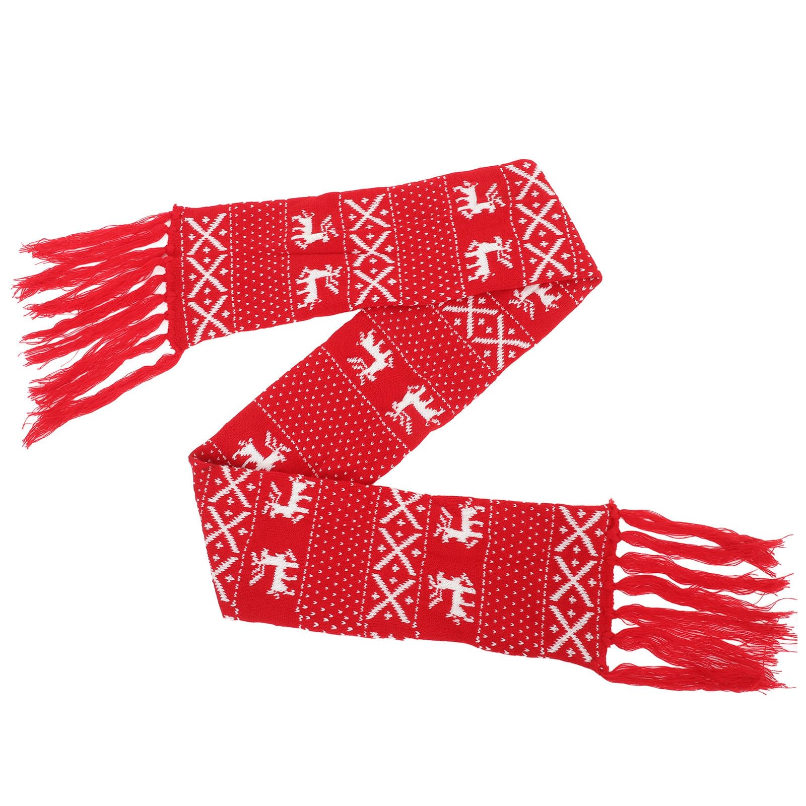 IMIKEYA Sciarpa Natalizia in Lana Rossa Motivo Renna, Calda e Lavorata a Maglia per Inverno Freddo, come Regalo Elegante per Occasioni Casual