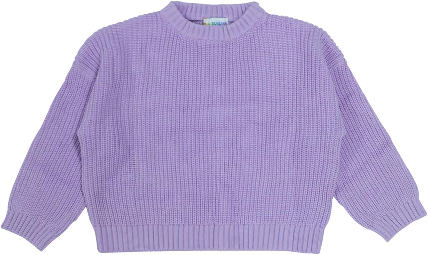 100% Cotton Chunky Kint Sweater Long Sleeve Pullover Drop Shoulder Sweaters Crewneck Solid Color for Infant Toddler Children