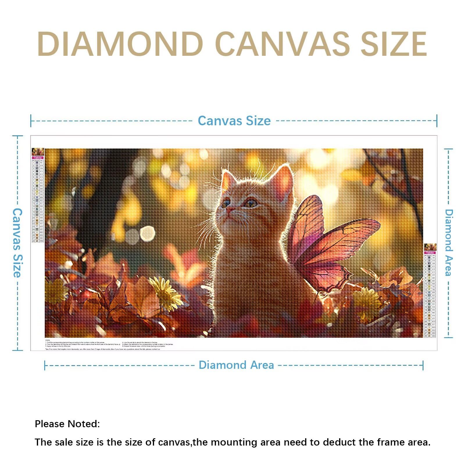 Diamond Painting Grande 180x90cm Gato Diamond Painting Adultos, DIY Mariposa Pintura de Diamante Manualidades Adultos, 5D Cuadrado Rhinestone Bordado Punto de Cruz para Home Decoration Regalo 0J-93
