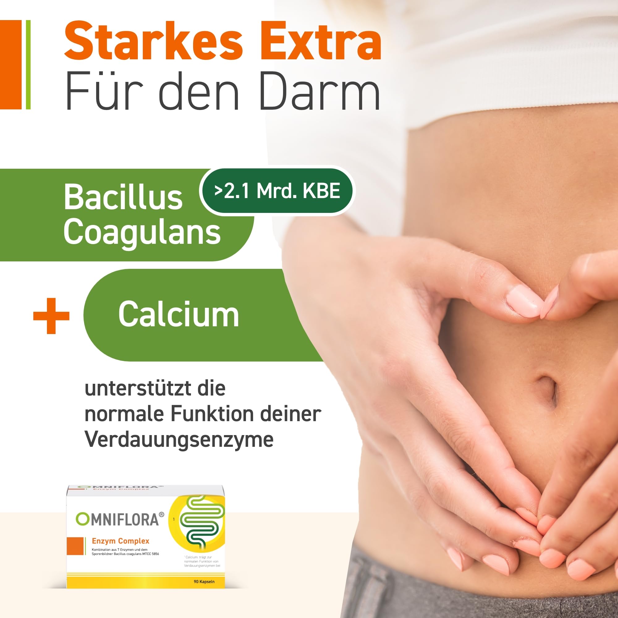 Omniflora Enzym Complex – 7 Enzyme mit Bromelain & Papain – 90 Kapseln | 2 Mrd. aktive Kulturen (Bacillus coagulans) · Magensaftresistente DRcaps · 7-fach Enzymkomplex