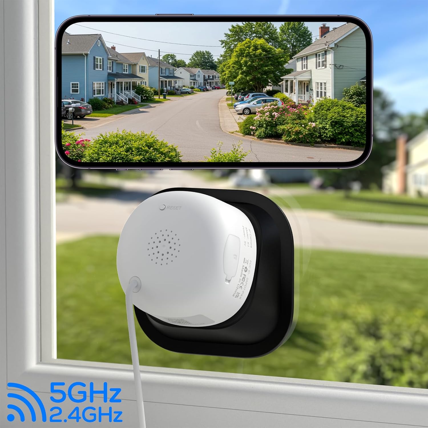 INFIYA 2K Window Camera, 2.4Ghz&5Ghz WiFi Security Cameras, Adjustable View with 18° Tilt Mount, Indoor Outdoor use with Anti-Glare Color Night Vision,24/7 Recording Cameras for Home Security, 1Pack