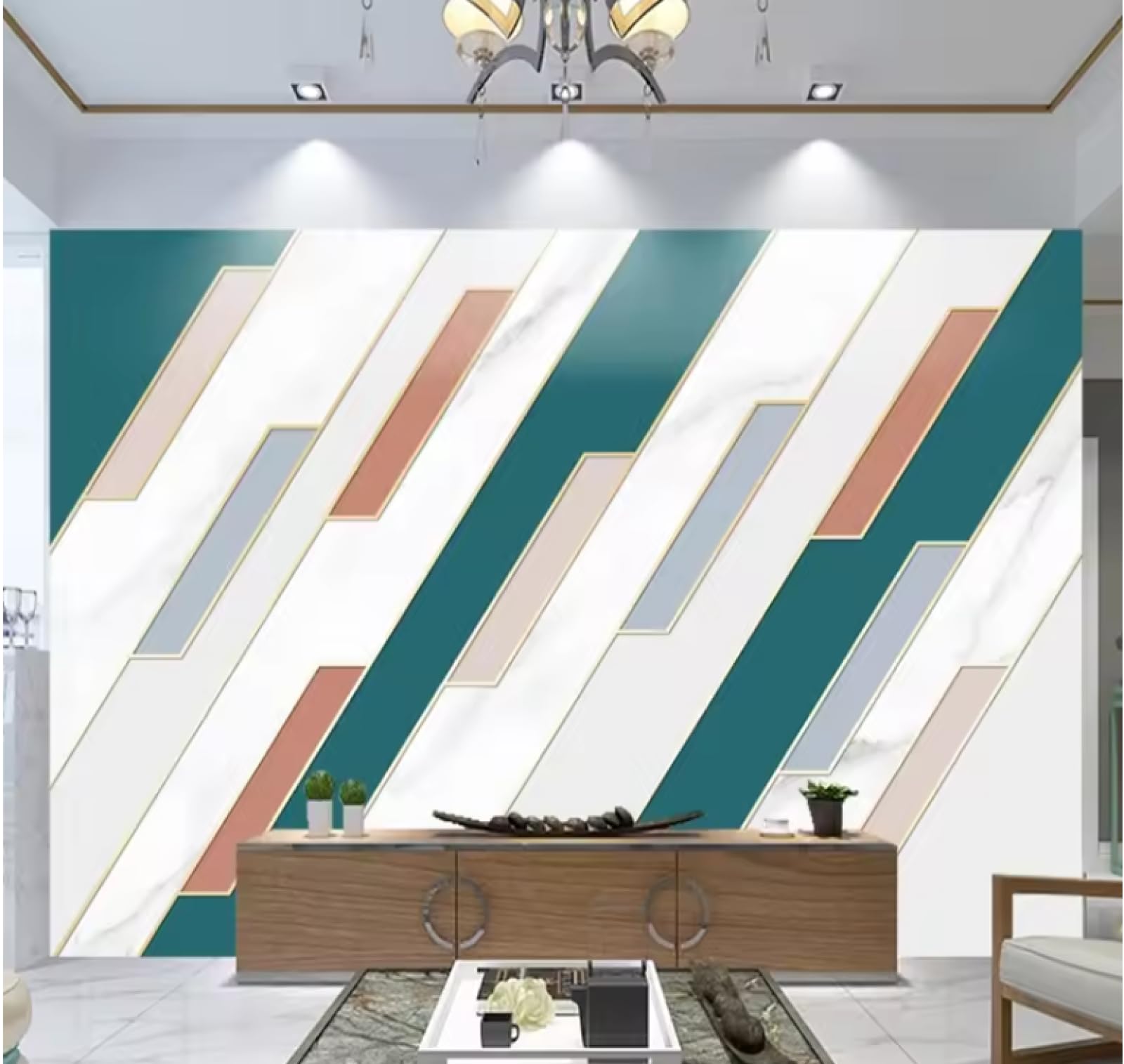 Mural tapeta tapeta geometryczne linie zdjęcie murale ścienne salon dekoracja tapeta sypialnia ściany tapety, 3D, 350 x 245 cm