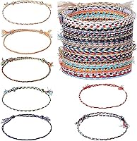 cobee 30PCS Handmade Woven Wrap Friendship Bracelets - Adjustable Colorful Cotton Rope, Mixed Colors for Women, Men, Teens