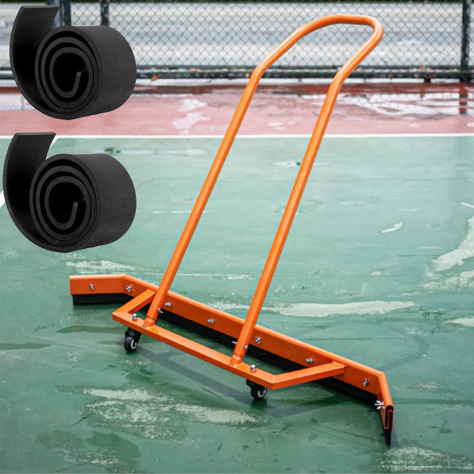 Rasqueta de tenis resistente con ruedas y cuchillas adicionales para suelos duros
