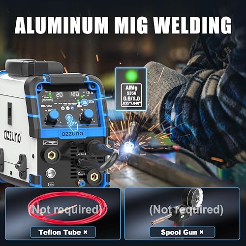 Miniatura 37 de AZZUNO Soldador MIG 145A, 110V/220V Voltaje Dual 4 en 1 Gas/Gasless Flux Core MIG Soldador/Lift TIG/Stick Máquina de soldar, soldador