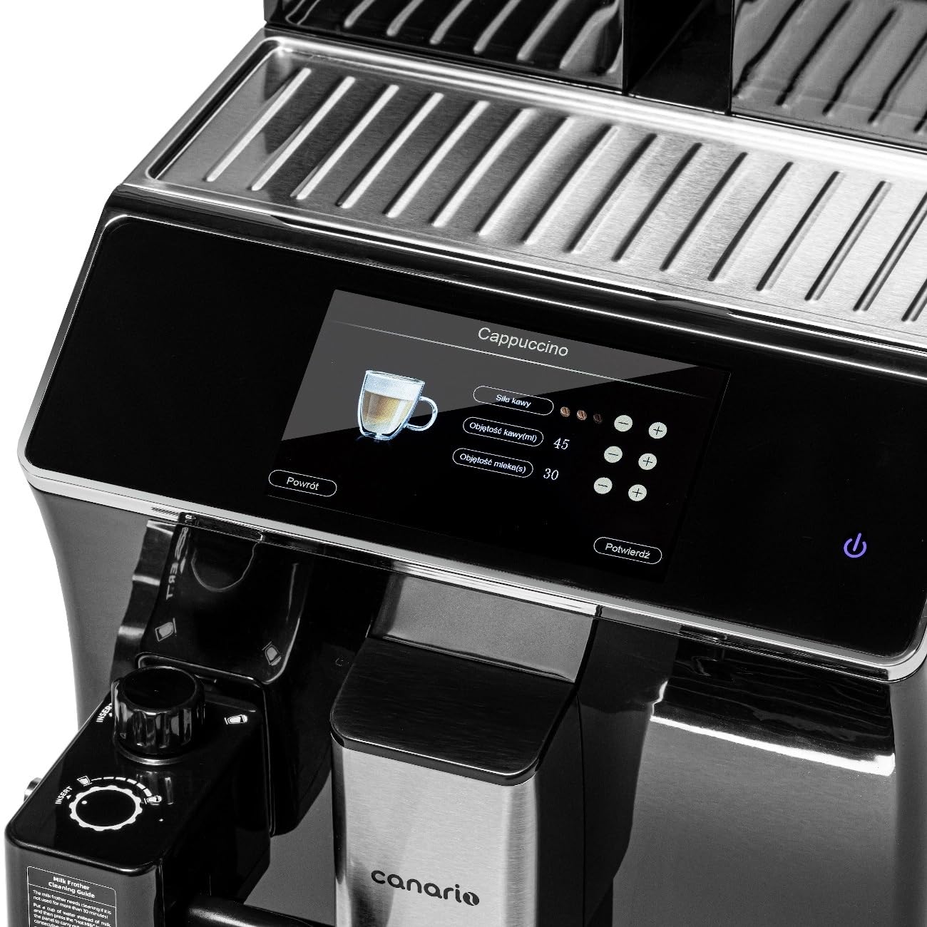 Canario Cafe CC703 Cafetera Totalmente Automática, Cafetera Profesional, Pantalla Táctil, Espumador de Leche Automático, Bebidas Programables, para Bares, Restaurantes y Oficinas