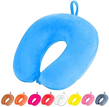 travel360 degree Neck Pillow for Travel – Soft and Comfortable Pillow for Travelling in Car, Train, Bus, Flight – Shoulder and Neck Support Travel Pillow for Women and Men (Sky Blue) - image, photos