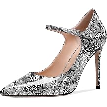 SAMMITOP Womens Pointed Toe Mary Jane Pumps High Heel Shoe with Ankle Strap