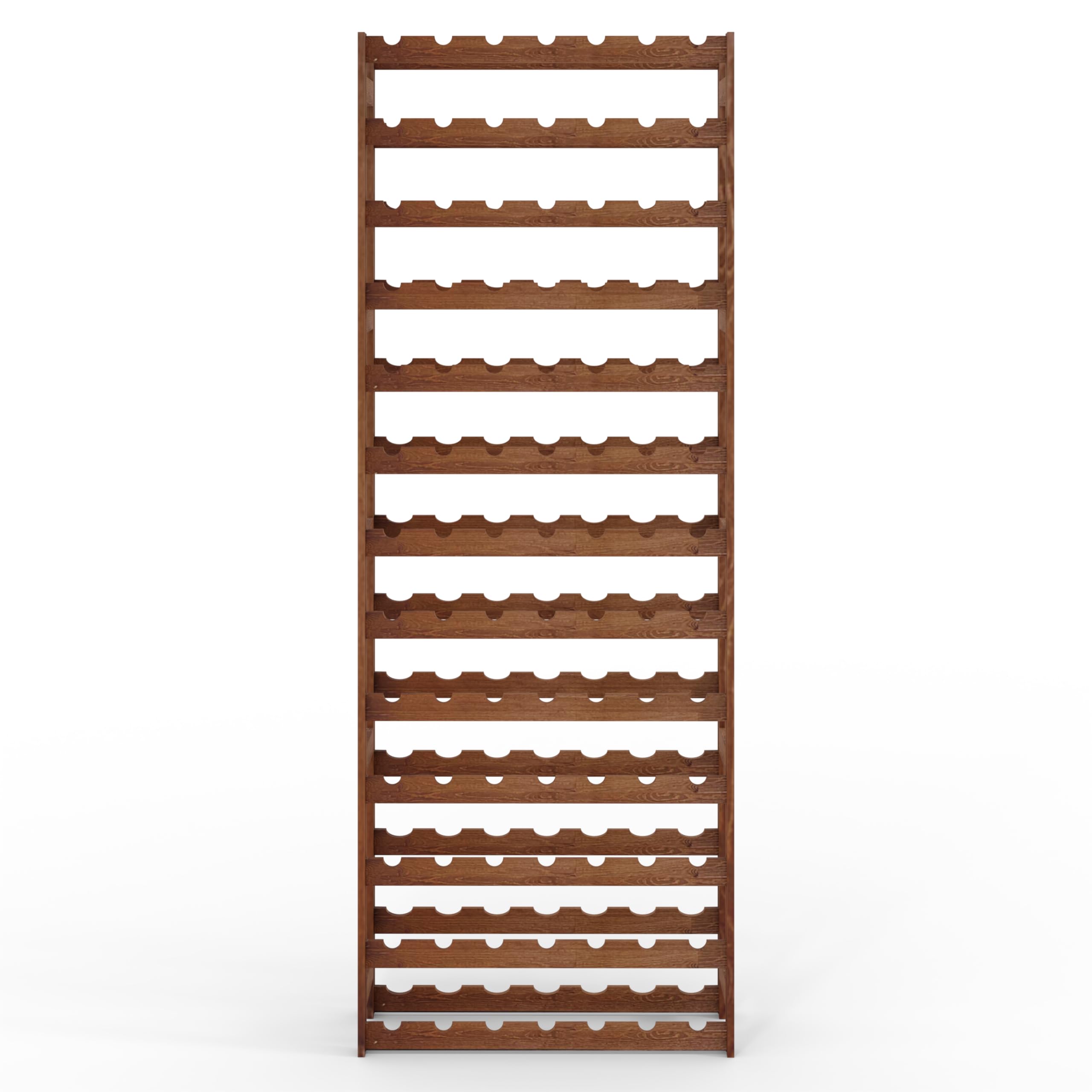Lenmar Portabottiglie in legno per bottiglie marrone, RW-1, portabottiglie, cantina, mensole, portabottiglie RW-1-91, 198 x 72,5 x 25, 13 lettini, 91 bottiglie
