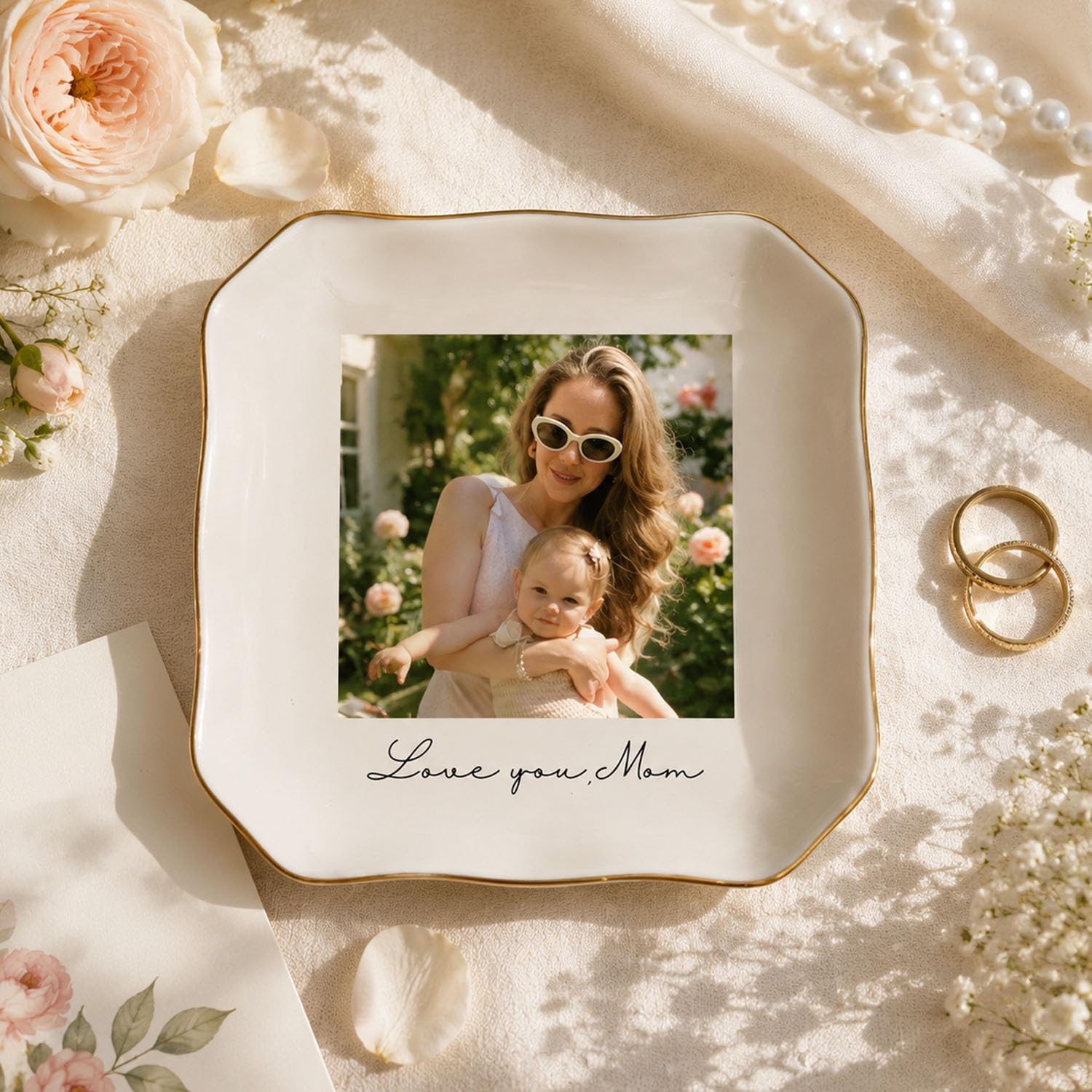 Personalized Photo Trinket Dish, Custom Ceramic Jewelry Tray With Picture, Ring Holder Bowl, Keepsake Anniversary Wedding Gift For Her, Wife, Bridesmaid
