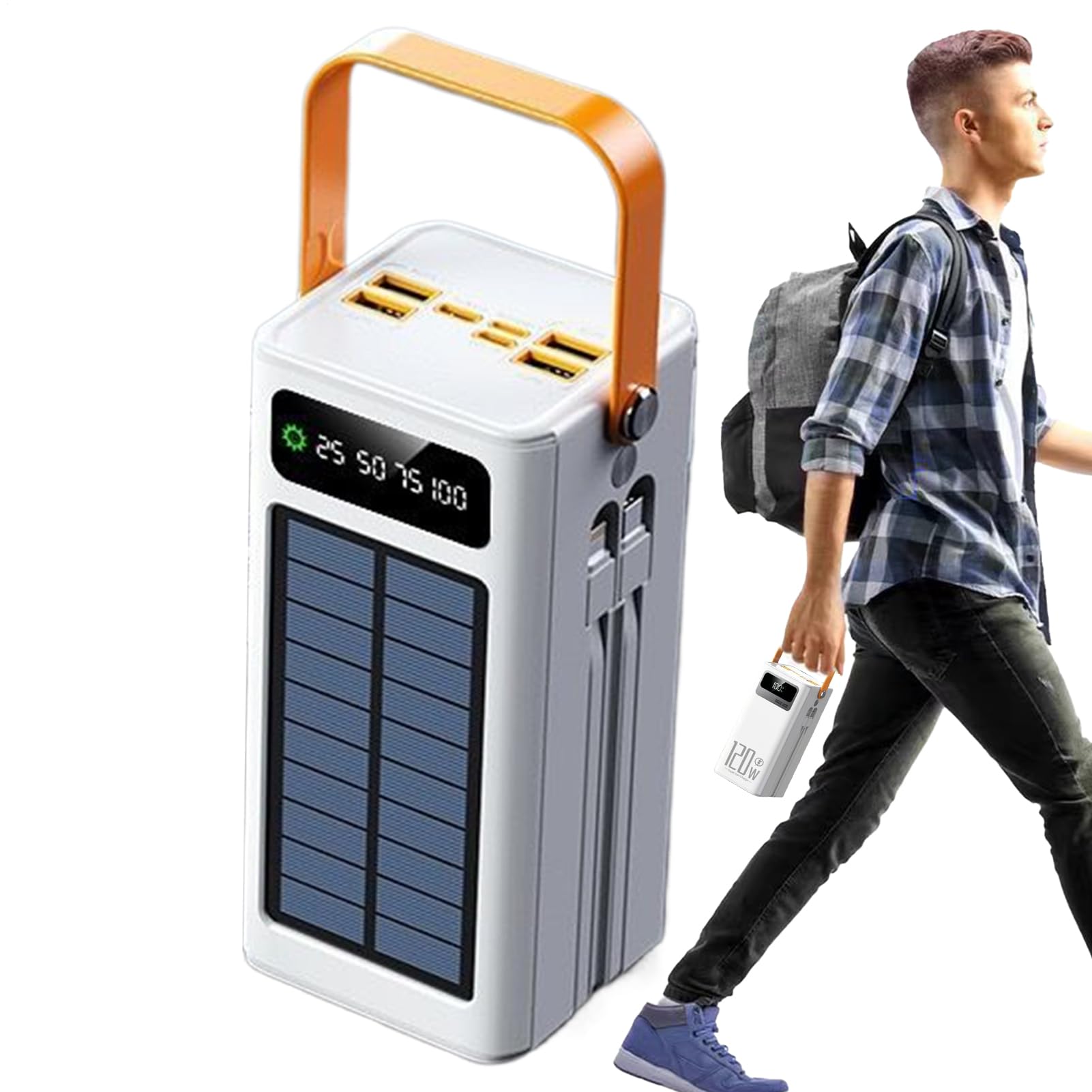 Przenośna Ładowarka Solarna 120W Zewnętrzny Pakiet Akumulatorów