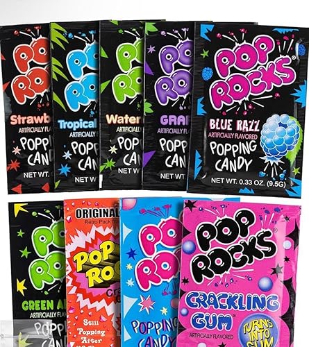 Miniatura 7 de Pop Rocks - Paquete variado de 72 caramelos crujientes - Caramelos clásicos para reventar paquete de nueve sabores diferentes a granel