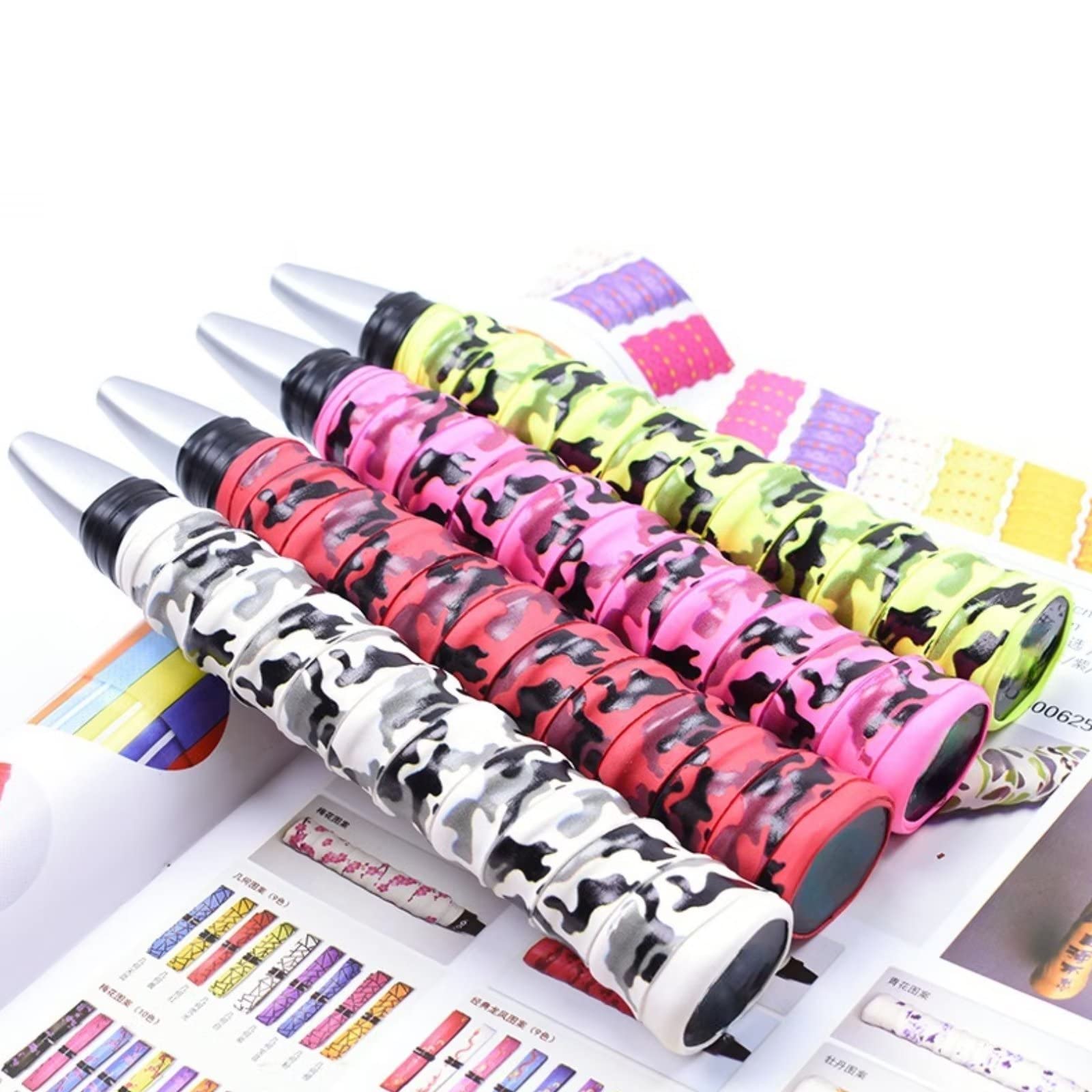 Baseball Bat Grips 0.8mm Camouflage Grip Tape Replacement for Baseball Tennis Badminton Racquet - White
