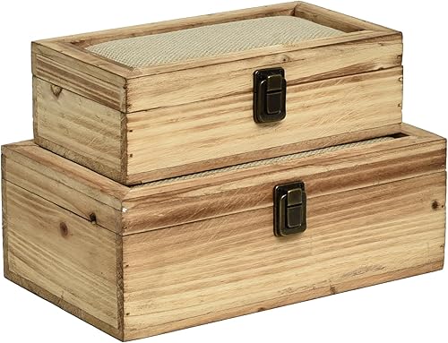 Miniatura 11 de Cajas de almacenamiento decorativas con tapa con bisagras, caja de memoria de 2 piezas para recuerdos, caja de madera del tesoro, caja grande de