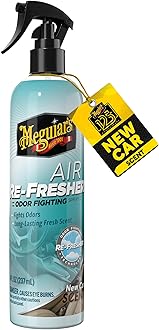 Meguiar’s Air Re-Fresher Odor Fighting Spray - New Car Scent - Convenient Car Air Freshener that Instantly Fights Odors and Leaves Behind a Long-Lasting New Car Scent, 8 Oz Trigger Spray
