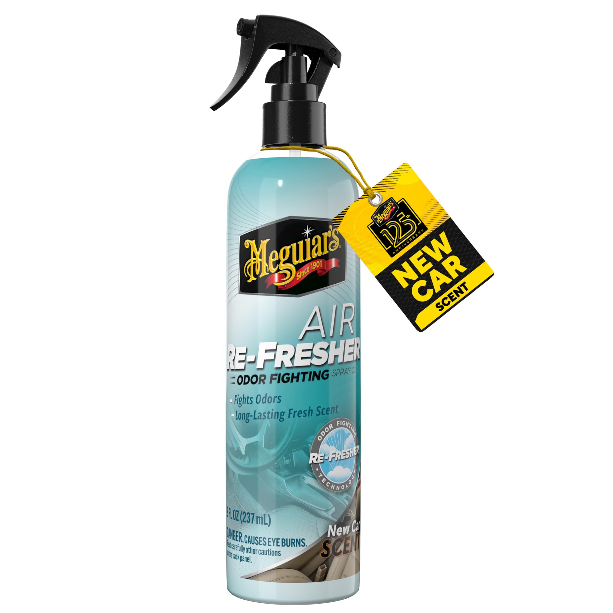 Meguiar's Air Re-Fresher Odor Fighting Spray, New Car Scent,Convenient Air Freshener that Instantly Fights Odors and Leaves Behind a Long-Lasting New Car Scent, 8 Oz Trigger Spray