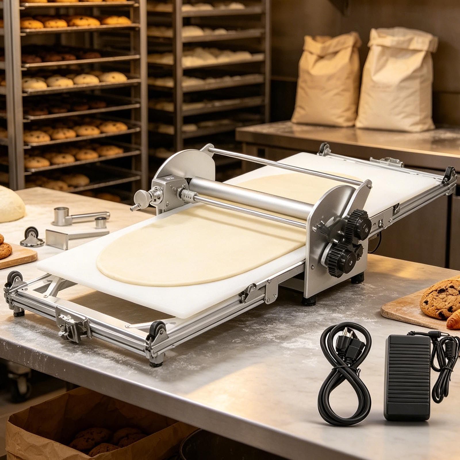 emobwdy Electric Dough Sheeter Machine for Croissants & Pizza