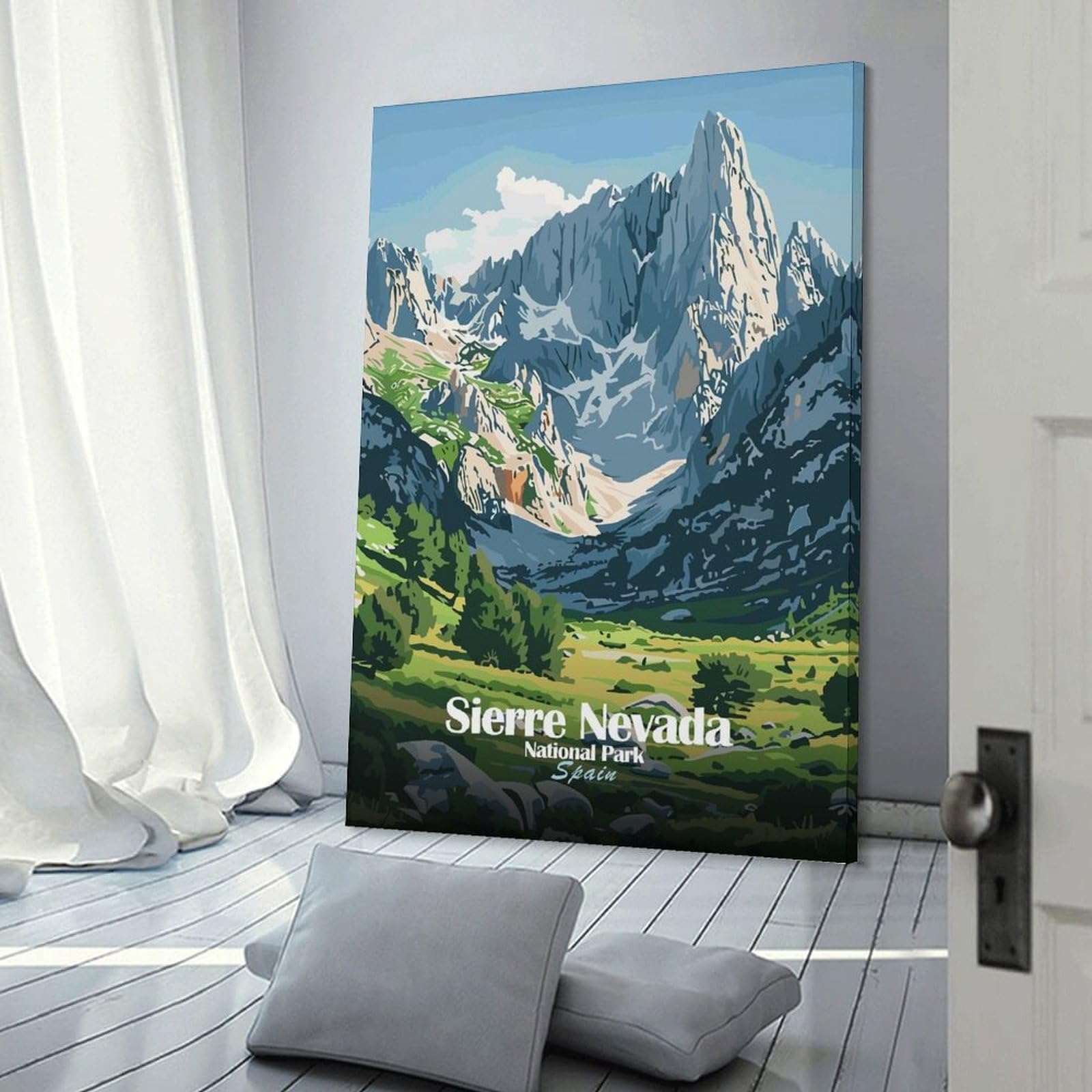 Junmoney Frame-Style-3 Sierra Nevada National Park Spain Hanging Wall Art, 20X30inch(50X75cm), For Entrance Walls, Hall Decor Or Foyers, Wall Decor To Refresh Empty Corners