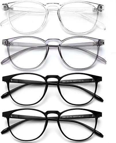 BOSSWIN Gafas de bloqueo de luz azul para mujereshombres, paquete de 4 unidades para lectura de computadora, juegos, televisión, teléfonos, gafas