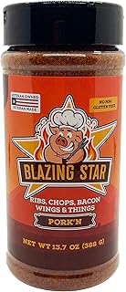 Blazing Star Pork’n Rub – Bold BBQ Seasoning for Ribs, Chops, Bacon, Wings, and Things – Perfect BBQ Rub for Grilling, Smoking, and Barbecue – Veteran Owned (13.7 oz)