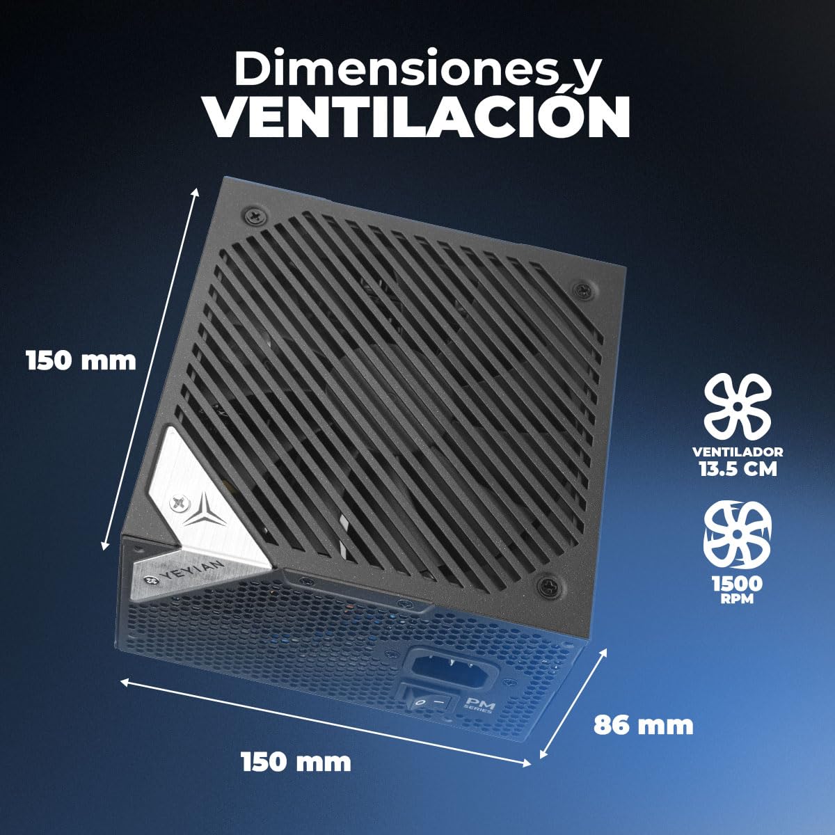 Yeyian Fuente de Alimentación Orion 1300W ATX 3.1 – Certificación 80 + Platinum, PCIe 5.1, Condensadores Japoneses, Compatible con NVIDIA y AMD – Alta Eficiencia y Potencia Real