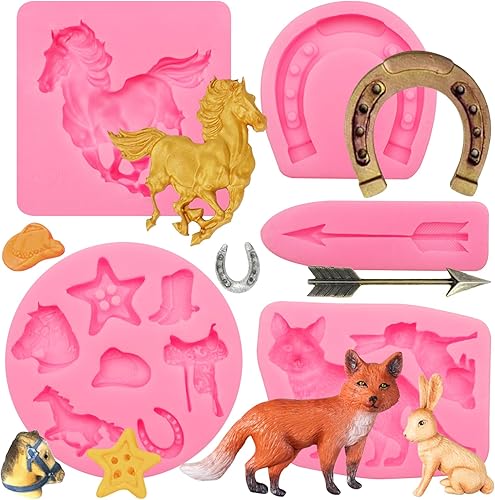 Miniatura 11 de Moldes de silicona de chocolate, 3 paquetes de moldes de fondant de animales Sika para decoración de pasteles con temática de animales del bosque, 3