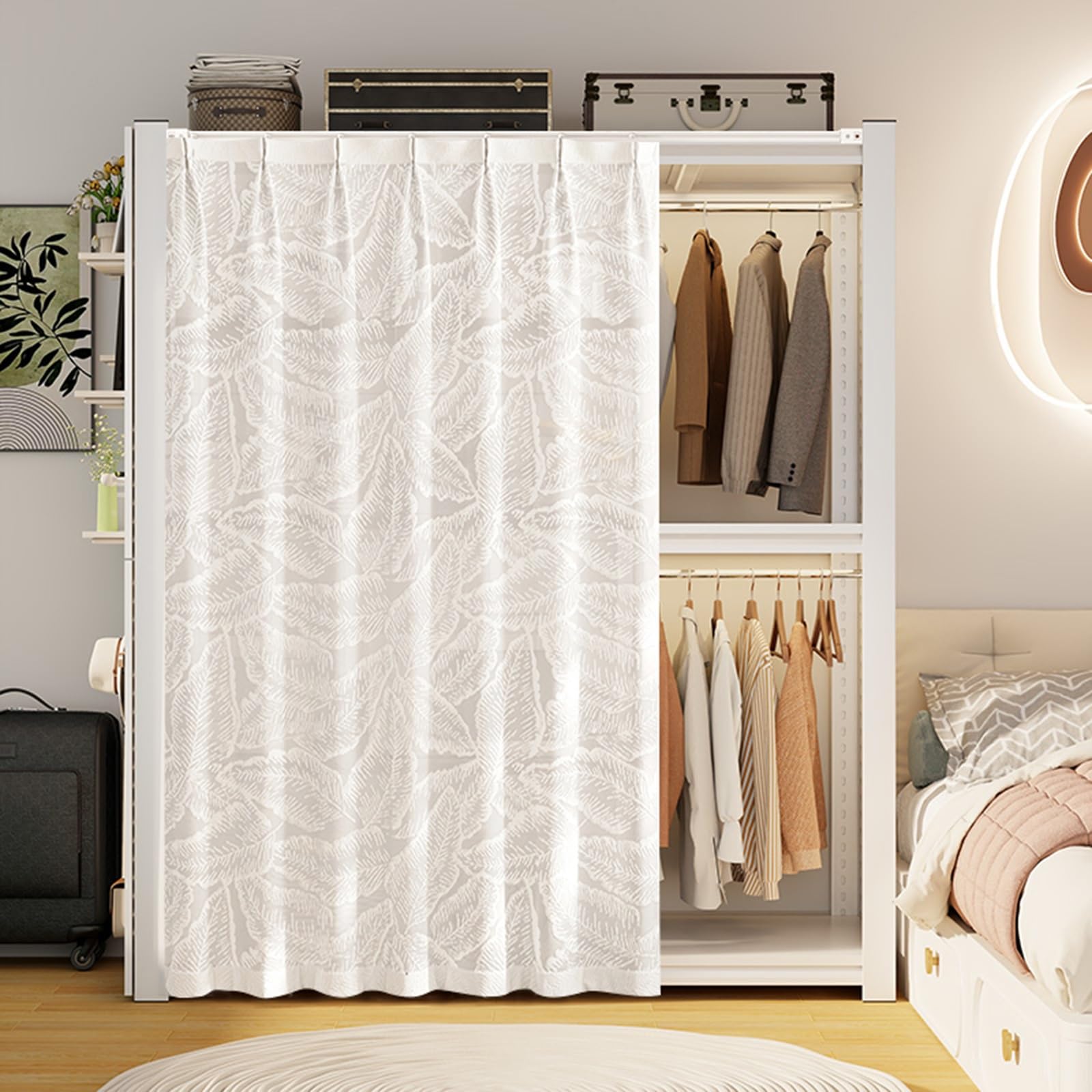 Armoire coulissante blanche pour ranger sans percer les murs