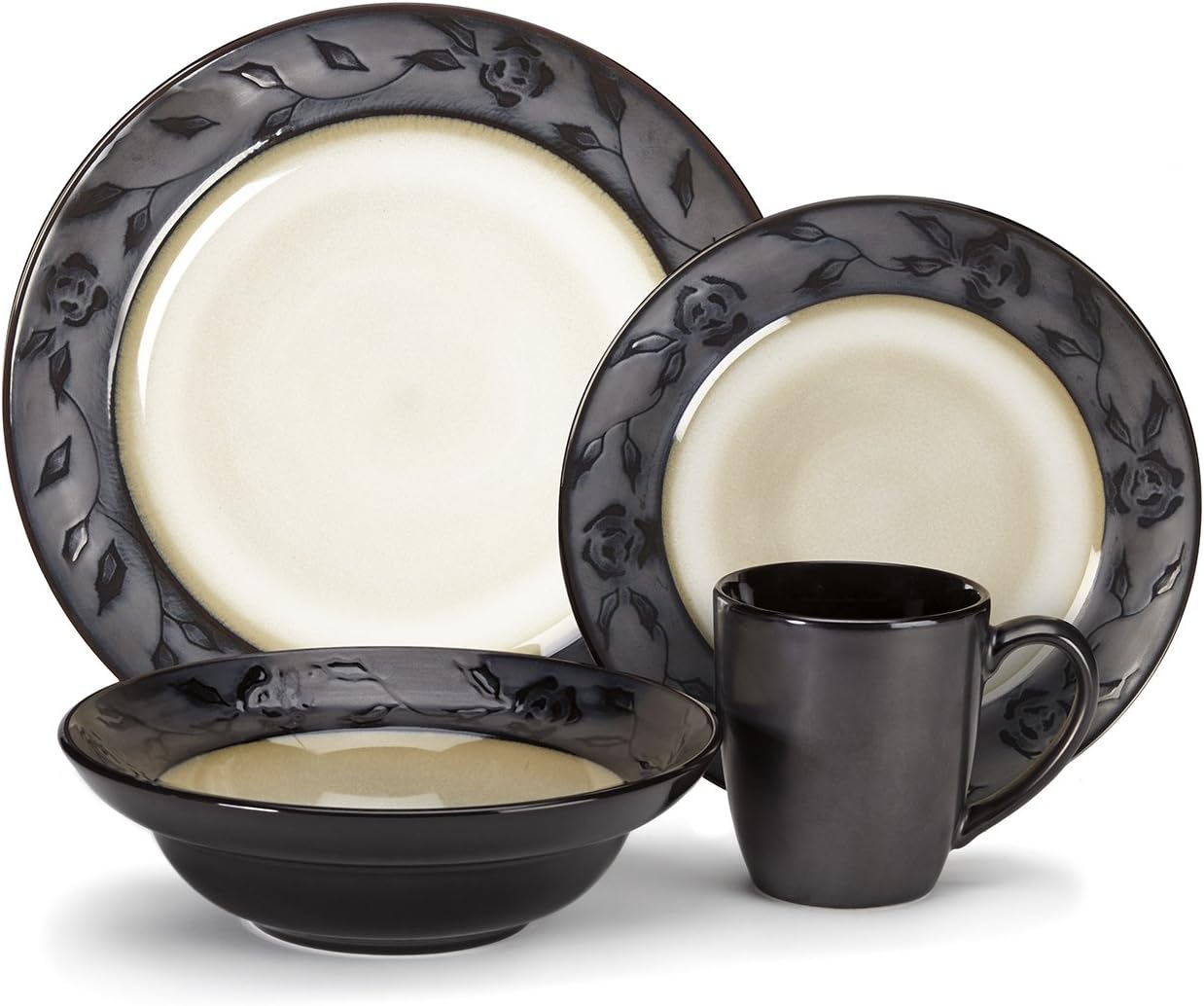 Cuisinart CDST1-S4G4 Stoneware Abilly Collection 16-Piece Dinnerware Sets