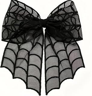 Black Gothic Bow Hair Clips, Halloween Spider Web Hair Bows Hair Barrettes, Mesh Tulle Veil Hair Pins, Halloween Hair Accessories for Women Girls