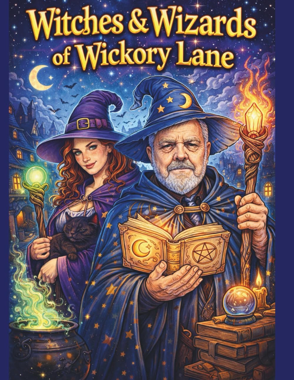 Witches & Wizards of Wickory Lane: A Whimsical Coloring Book of Magic, Candles, and Enchanted Village Life