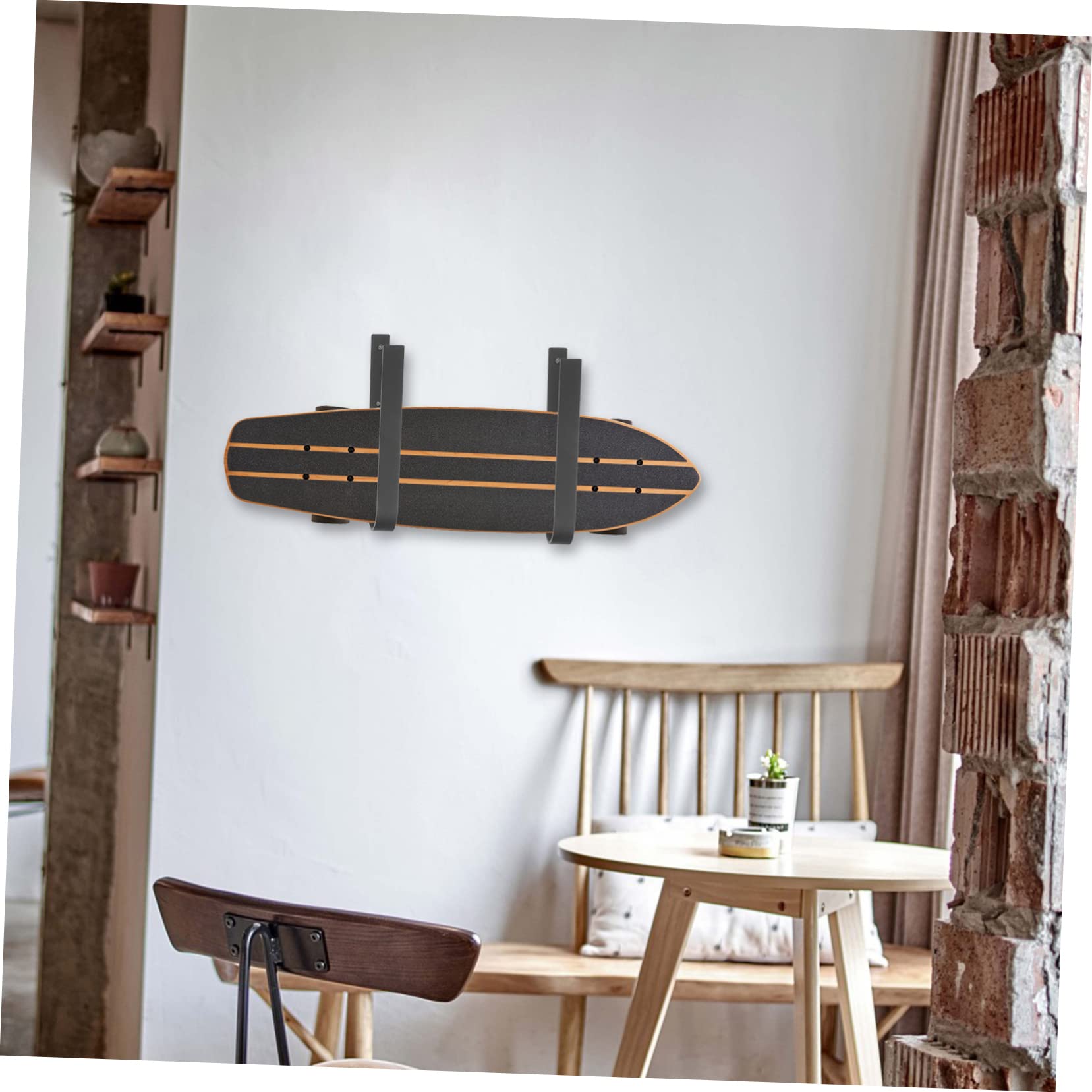 BESPORTBLE Support Mural pour Skis Et Skateboards Crochet Métallique De Rangement Protection Rayures Et Chocs Design Sobre pour Intérieur