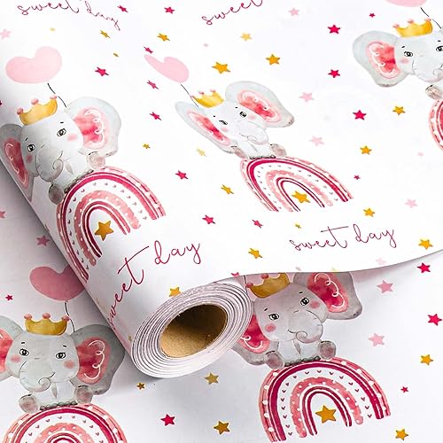 Miniatura 14 de MAYPLUSS Rollo de Papel de Regalo para Recién Nacido - 17 Pulgadas x 4.76 Metros - Lindo Diseño de Snapsuit y Botellas de Bebé Azul para Niño,